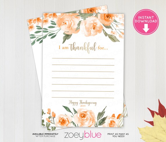Thanksgiving 2019 Orange Blossom Grateful Playing cards - Printable image relating to I Am Thankful for Printable known as Thanksgiving 2019 Orange Blossom Grateful Playing cards - Printable