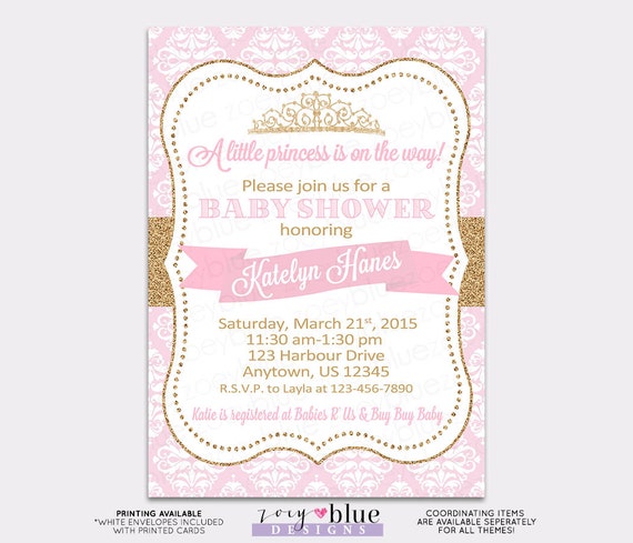 Princess Youngster Shower Invitation Crimson Chevron Gold Glitter graphic relating to Printable Princess Invitations identify Princess Child Shower Invitation Crimson Chevron Gold Glitter