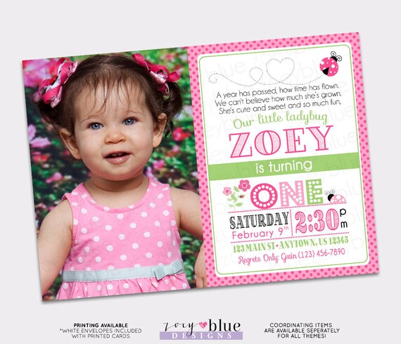 pink ladybug birthday invitation 1st birthday typographic ladybug pink ladybug invitations