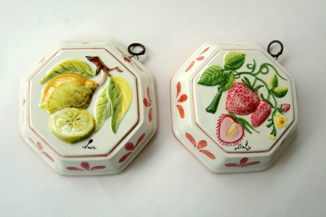 Ceramic Mold Wall Hanging 2 Vintage Fruit Porcelain Etsy