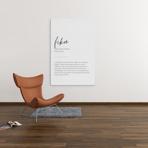 Fika | Black & White Definition Wall Art | Printable Typography Art | Instant Download