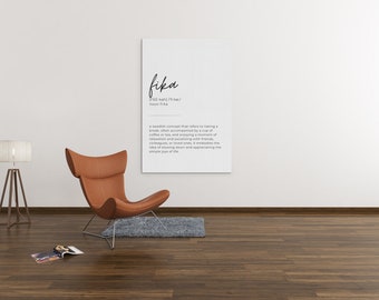 Fika | Black & White Definition Wall Art | Printable Typography Art | Instant Download