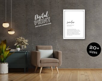 Sonder Definition Typography Art - Black & White Instant Download