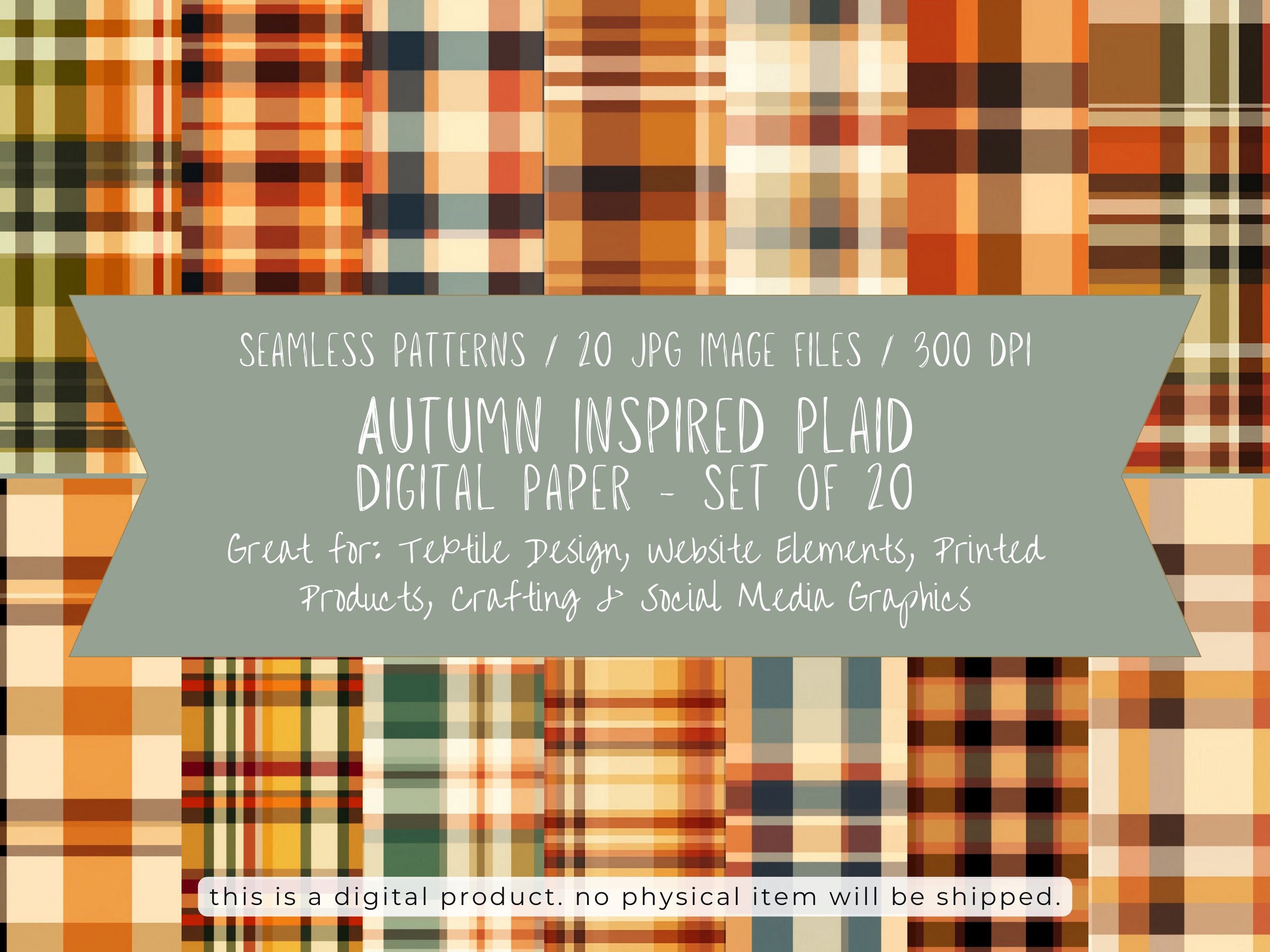 20 Seamless Patterns Autumn Plaid JPG Format DIGITAL PAPER - Etsy
