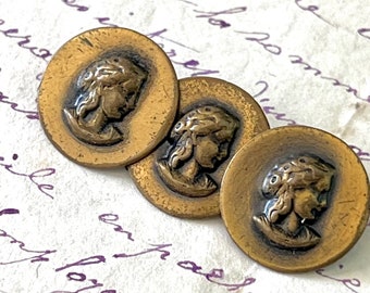 Set of Three Metal Cameo Style Buttons