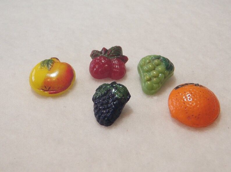 Vintage Glass Fruit Buttons Realistics