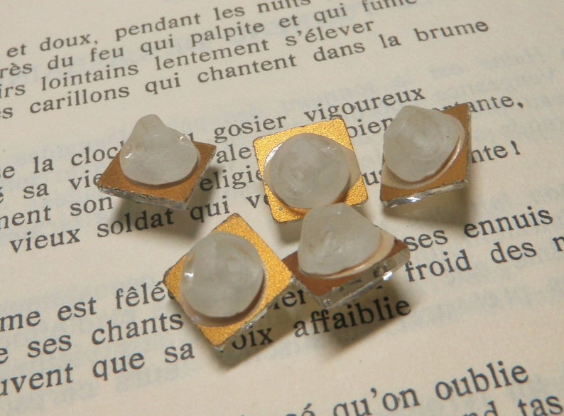 5 Antique Faceted Mirror Back 2-Part Buttons