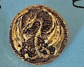 Fellowship Foundry Fine Pewter Dragon Button