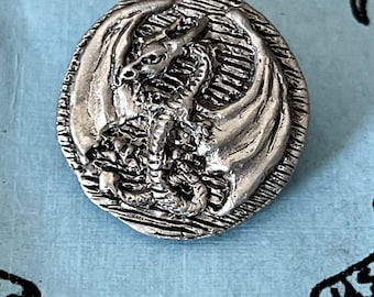 Fellowship Foundry Fine Pewter Dragon Button