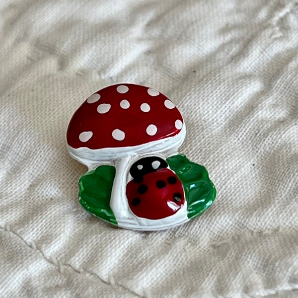 Mini Mushroom  Metal Button