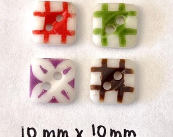 Stencil Buttons Square Antique