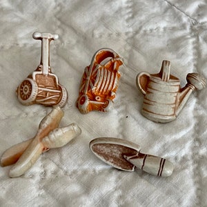 Button Set Garden Tools 1950s