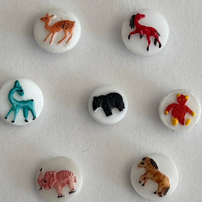 Vintage Glass Kiddie Buttons Etsy