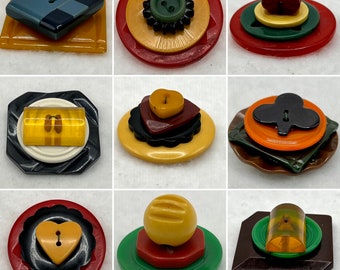 Stacked Bakelite Buttons Wire Wrapped