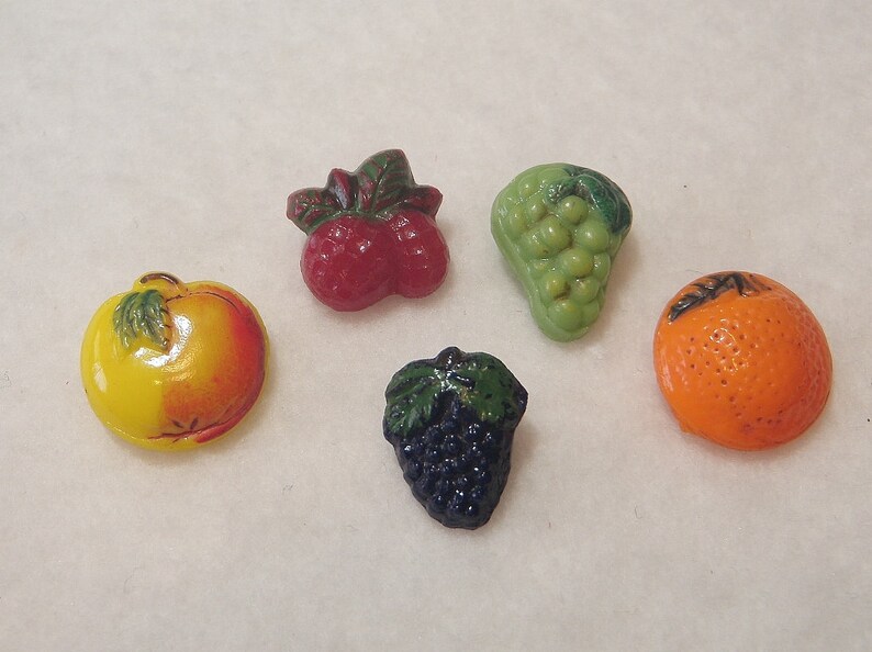 Vintage Glass Fruit Buttons Realistics