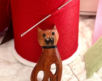 OOAK Wooden Cat Hand Carved Stylized