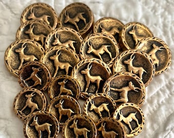 22 Stylized Buck or Deer Metalized Plastic Buttons