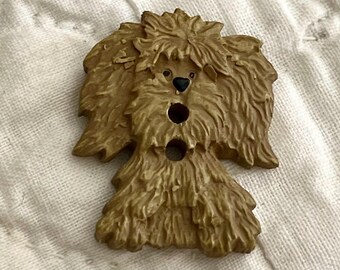 Shaggy Dog Button Light Brown Cute