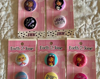 S A L E !!! 5 Girl Button Cards, Earth 2 Jane, buttons, JHB