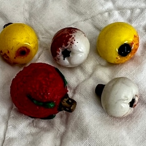 5 Antique Glass Fruit Buttons