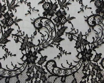 French Chantilly lace - Olivia - black - sold per half yard.