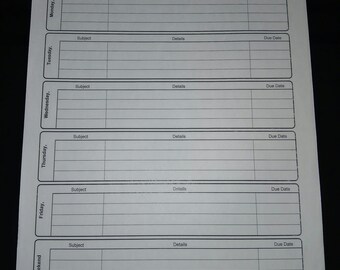 Homework Weekly Planner and Organizer | Student Tracker, Fillable Digital Agenda and Study Tracker, GoodNotes, Notability, and Google Sheets