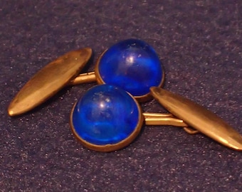 Cobalt Blue Cabochons Vintage Cufflinks
