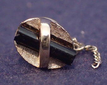 Tie Tack - Silver Setting with Black Cylinder