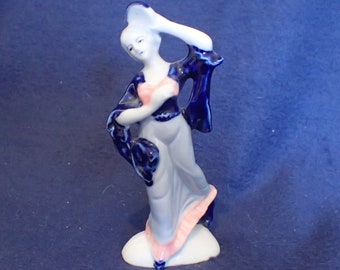 Dancing Woman with Tambourine Figurine - Occupied Japan