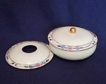 Vanity Powder Dish and Hair Reciever Lid - O&EG Royal Austria - Morning Glories - Hand Painted - 1889-1918