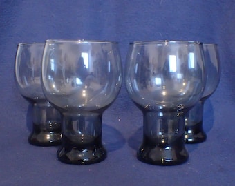 Libbey Stax Smokey Gray Glasses - Pedistal -Beer/Wine - Set of 4