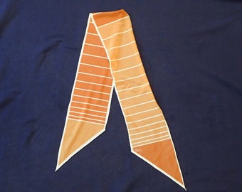 Silk Scarf - Vera - Brown - Tan - Long Skinny Head Wrap