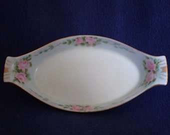 Porcelain Floral Relish Dish - Hand painted