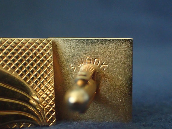 Swank Gold Cufflinks - Square with a Swoop - image 2