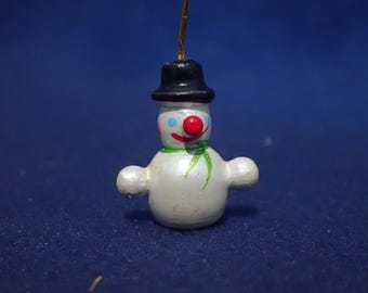 Wooden Christmas Hand Painted Ornament - Miniature Snowman