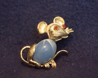 Mouse Pin - Gold with Blue Stone Belly
