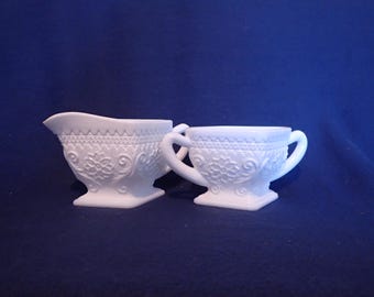 Milk Glass Cream and Sugar