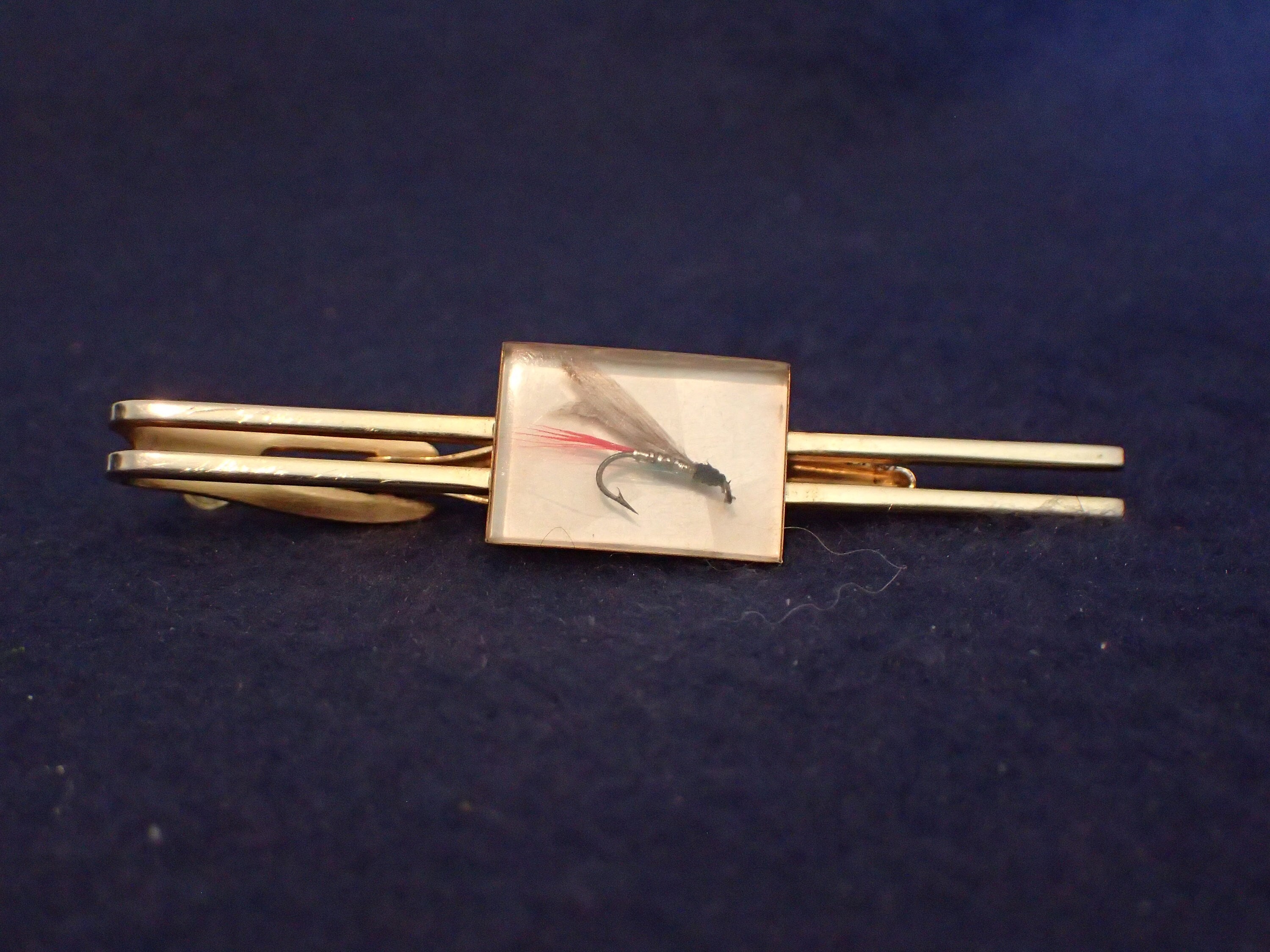 Vintage 1940's Anson Tie Clip Blue Fly Fishing Lure G… - Gem