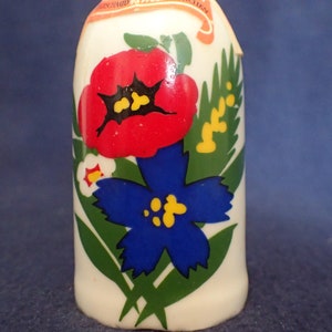 Floral Mini Alcohol Bottle - Tax Seal Unbroken! - West Germany - Anton Rimerschmid Cherry Liqeur & Rum