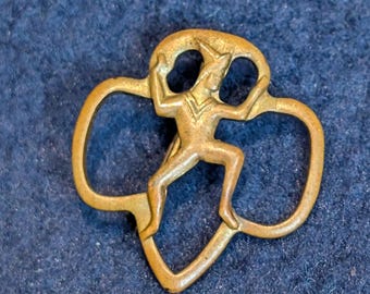C Clasp Pin - Brownie Girl Scouts Trefoil - Pixie Uniform
