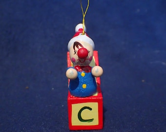 Wooden Christmas Hand Painted Ornament - Jack in the Box