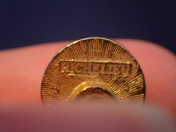 Richelieu Button Clip Earrings - Faux Pearl and G… - image 3