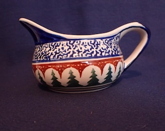 Boleslawiec Polish Pottery - Gravy Boat - Christmas Pines