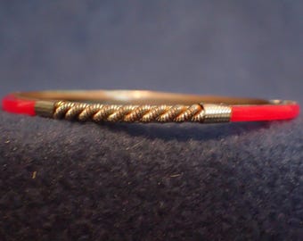 Red Lucite and Metal Bracelet