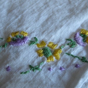 Hand Embroidered Cotton Handkerchief Flowers image 2