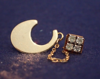 Mod Moon and Star Pin - 2 pins with a chain