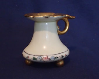 Porcelain Candle Holder - TK Czechoslovakia - Morning Glories - Hand Painted - 1918-1936