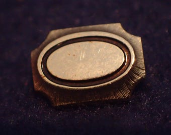 Tie Tack - Gold Elongated Octagon with Black Oval