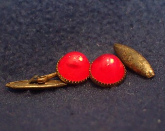 Red Cabochons Vintage Cufflinks