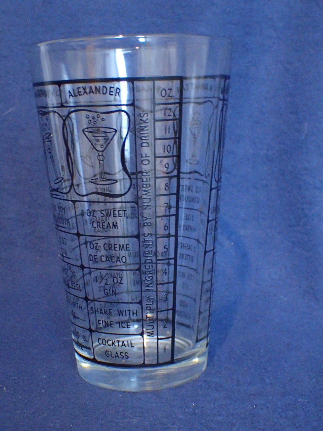 Glass Cocktail Shaker With Recipes Black Text on Clear Etsy